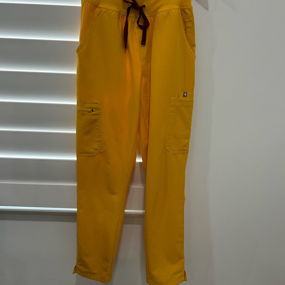 Figs limited edition, emergency yellow yola scrub Pants and Catarina scrub top.